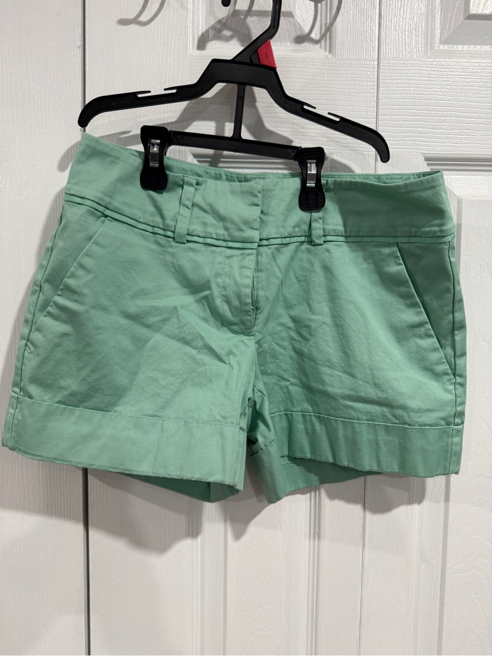 Women's Mint Green Mid-Rise Cotton Bermuda Shorts